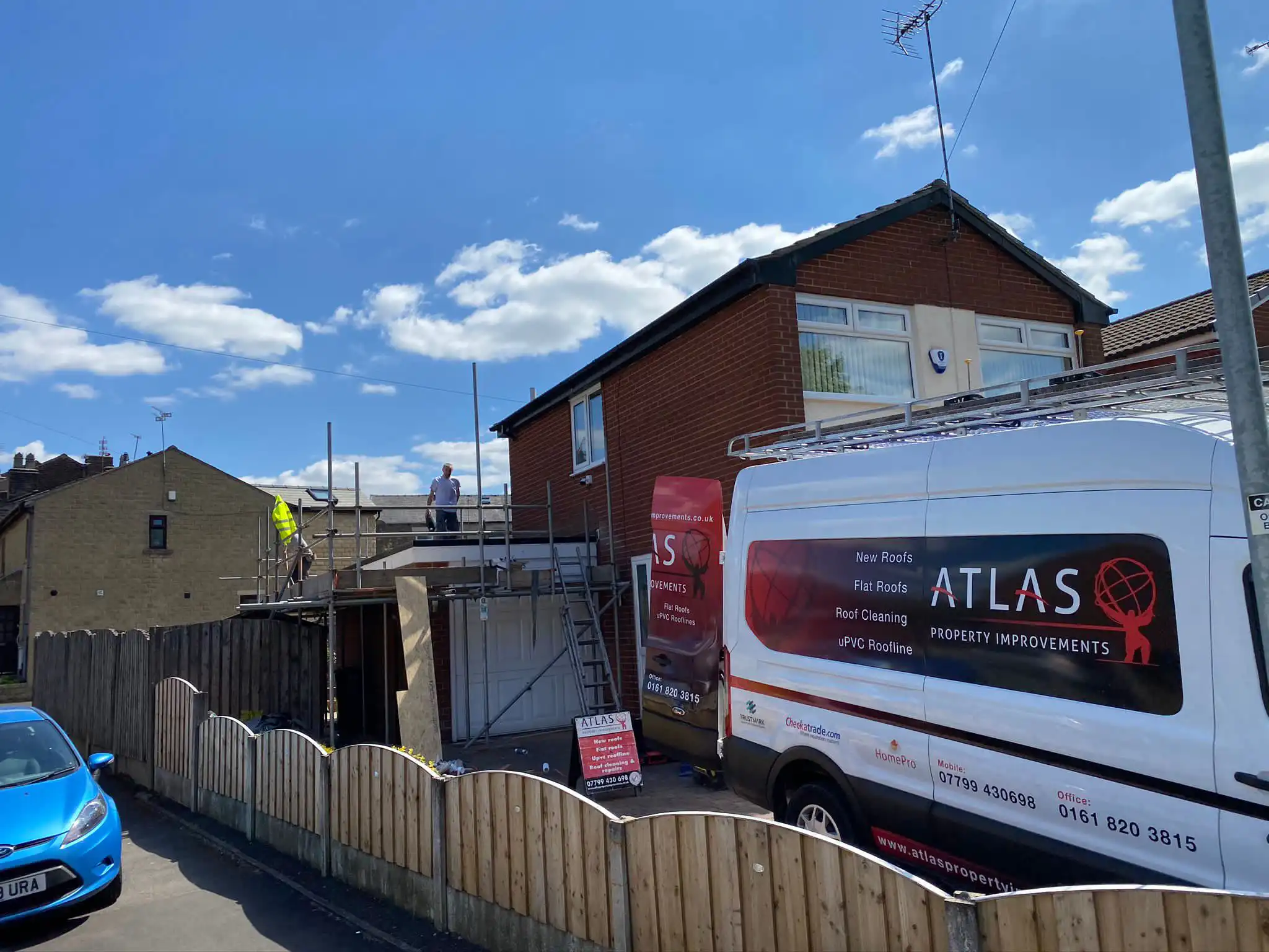 open van outside house